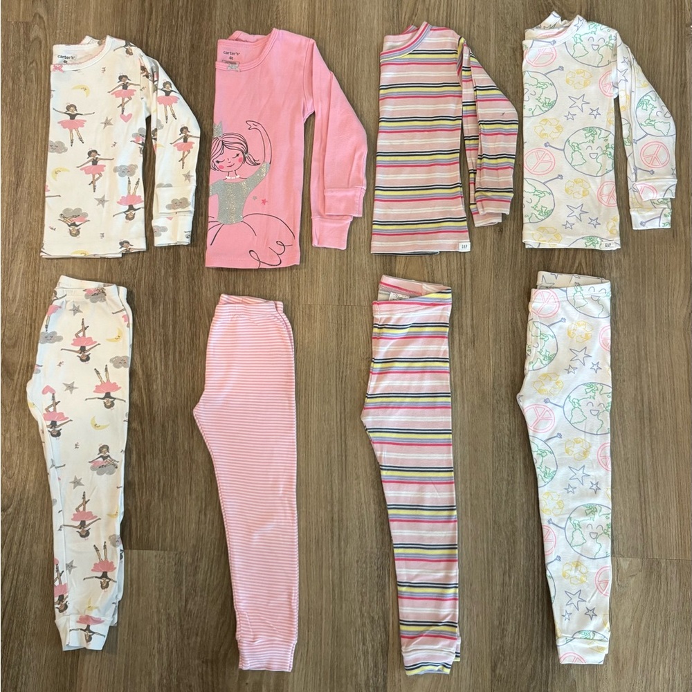 Girls 4T Cotton Pajamas- Carter’s, Gap Organic Cotton Pjs